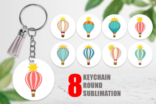 Keychain Sun Hot Air Balloon Sublimation artnoy 