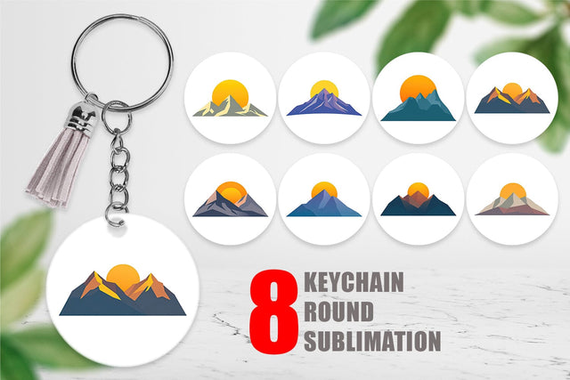 Keychain Sun over Mountains Sublimation artnoy 
