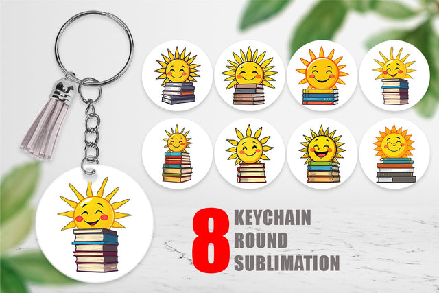Keychain Sun with Books Sublimation artnoy 
