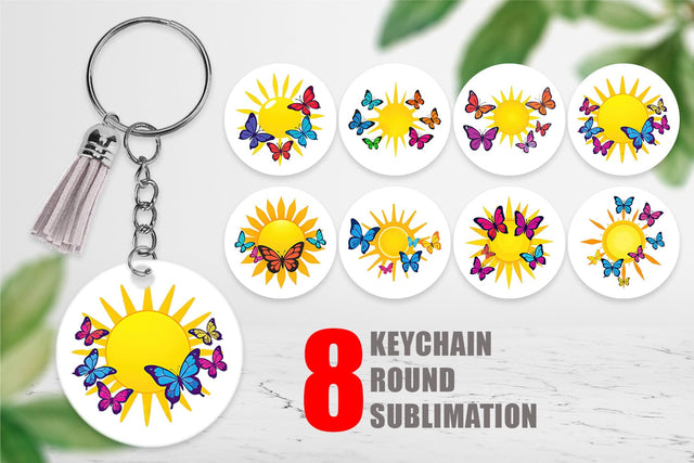 Keychain Sun with Butterfly Sublimation artnoy 