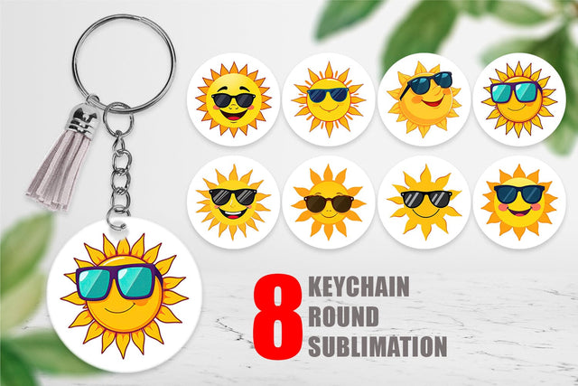 Keychain Sun with Sunglasses Sublimation artnoy 
