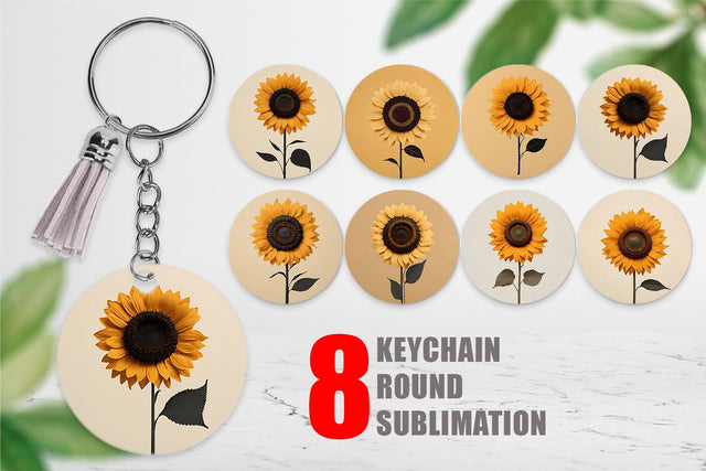 Keychain Sunflower Boho Sublimation artnoy 