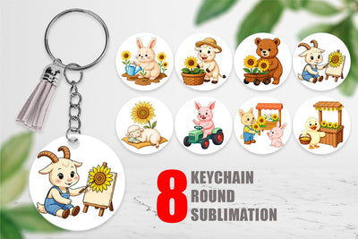 Keychain Sunflower Farm Friends Sublimation artnoy 