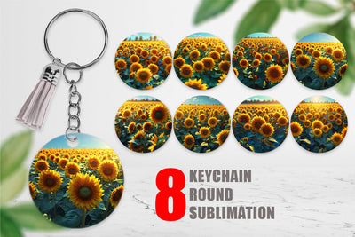 Keychain Sunflower Field Sublimation artnoy 