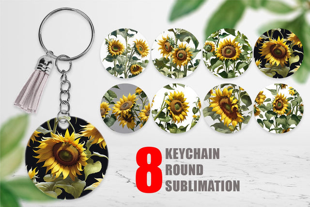 Keychain Sunflower Pattern Sublimation artnoy 