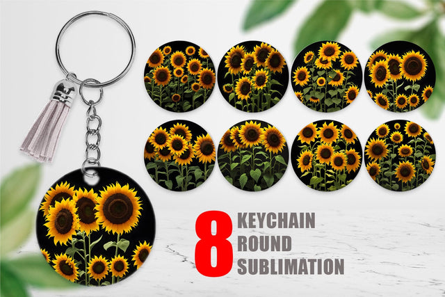 Keychain Sunflowers Dark Sublimation artnoy 