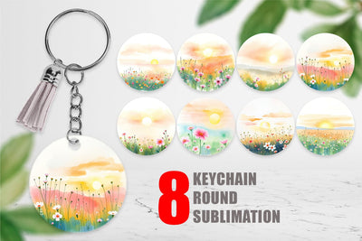 Keychain Sunrise Meadow Sublimation artnoy 