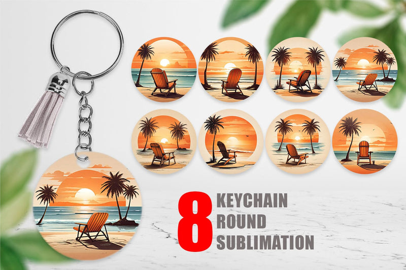 Keychain Sunset Beach Chair Sublimation artnoy 