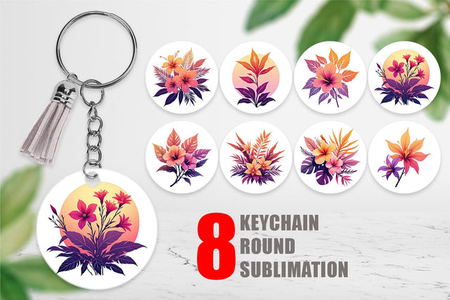 Keychain Sunset Florals Sublimation artnoy 