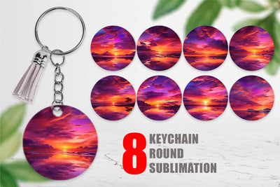 Keychain Sunset Landscape Sublimation artnoy 