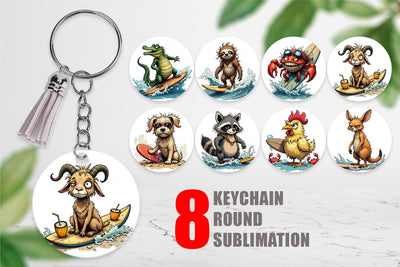 Keychain Surf Scream Critters Sublimation artnoy 