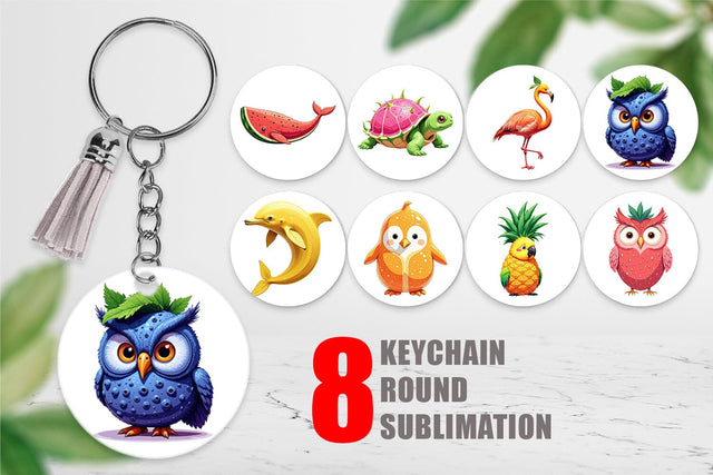 Keychain Surreal Fruit Animals Sublimation artnoy 