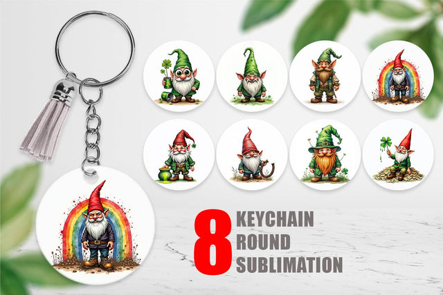 Keychain Surreal Shamrock Grunge St. Patrick's Trashcore Gnome Sublimation artnoy 