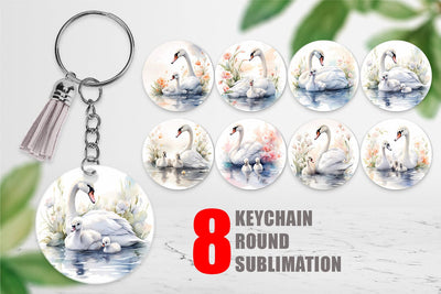 Keychain Swans Mother Day Sublimation artnoy 