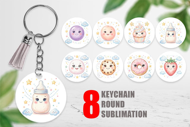 Keychain Sweet Baby Treat Watercolor Sublimation artnoy 