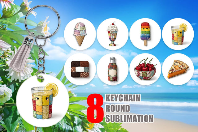 Keychain Sweet Chilled Summer Stitches Sublimation artnoy 