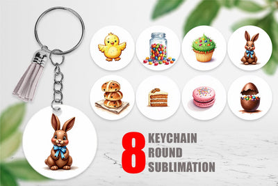 Keychain Sweet Easter Treats and Desserts Watercolor Sublimation artnoy 