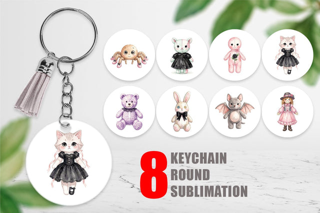 Keychain Sweet Pastel Goth Plushies Sublimation artnoy 