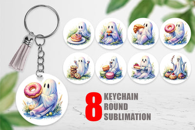 Keychain Sweet Pastry Coffee Ghost Sublimation artnoy 