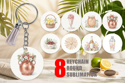 Keychain Sweet Summer Treats Soft Watercolor Sublimation artnoy 
