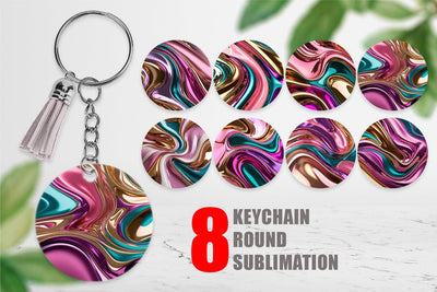 Keychain Swirling Liquid Metallic Sublimation artnoy 