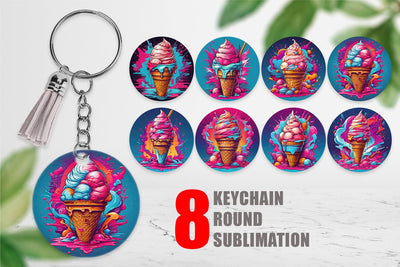 Keychain Synthwave Ice Cream Sublimation artnoy 