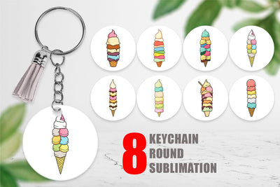 Keychain Tall Ice Cream Sublimation artnoy 