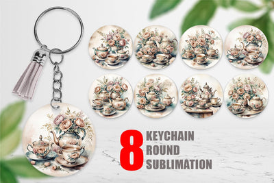 Keychain Tea Set Sublimation artnoy 