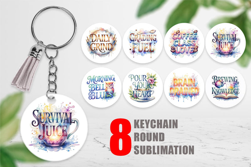 Keychain Teacher Coffee Quotes Sublimation artnoy 