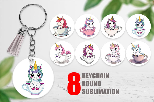 Keychain Teacup Unicorn Sublimation artnoy 