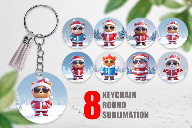 Keychain Teddy Bear Christmas Sublimation artnoy 