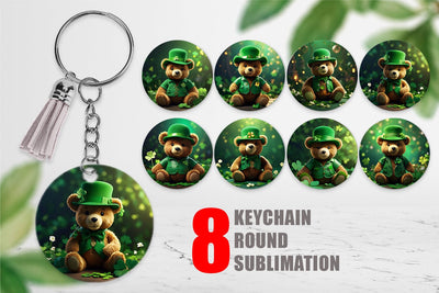 Keychain Teddy Bear Patrick's Day Sublimation artnoy 