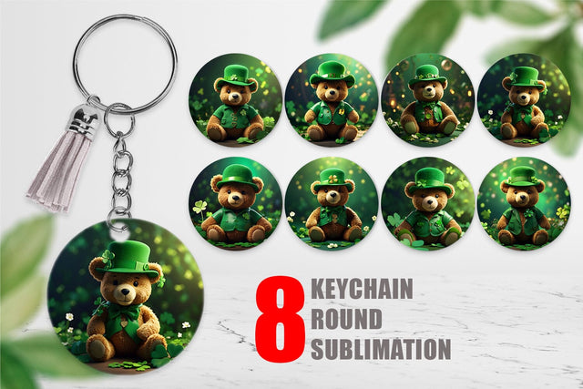 Keychain Teddy Bear Patrick's Day Sublimation artnoy 