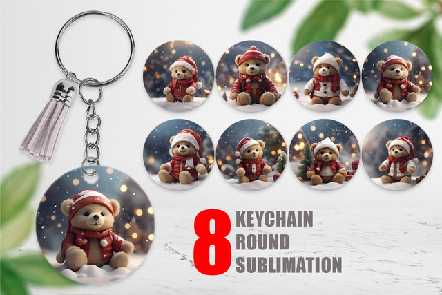Keychain Tedy Bear Christmas Sublimation artnoy 