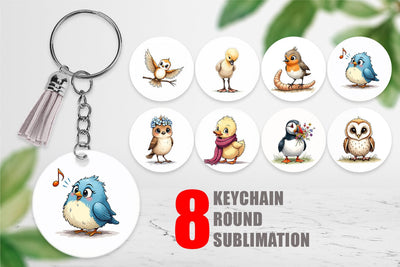 Keychain The Awkward Aviary Quirky Hand-Drawn Bird Sublimation artnoy 