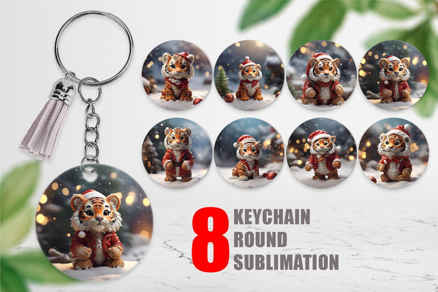 Keychain Tiger Christmas Sublimation artnoy 