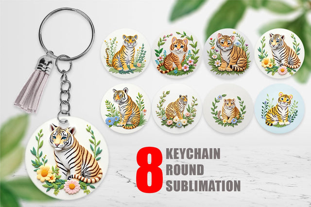 Keychain Tiger Embroidery Sublimation artnoy 