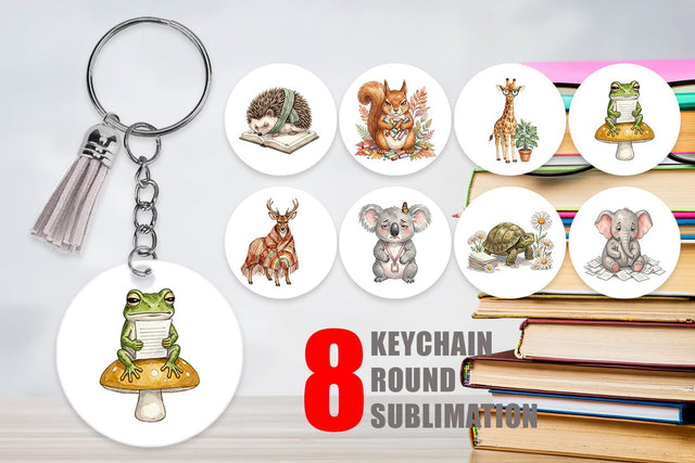 Keychain Tired Boho Teacher Animal Watercolor Sublimation artnoy 