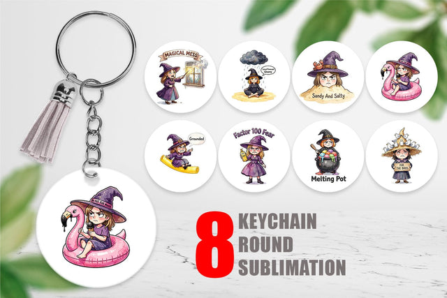 Keychain Tired Summerween Witch Sublimation artnoy 
