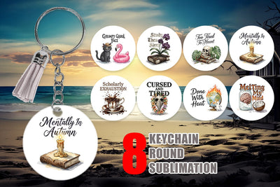 Keychain Tired Tropical Scholar Goth Quote Sublimation artnoy 