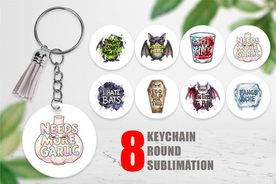 Keychain Tired Vampire Grumpy Quote Sublimation artnoy 