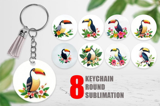 Keychain Toucan Embroidery Sublimation artnoy 
