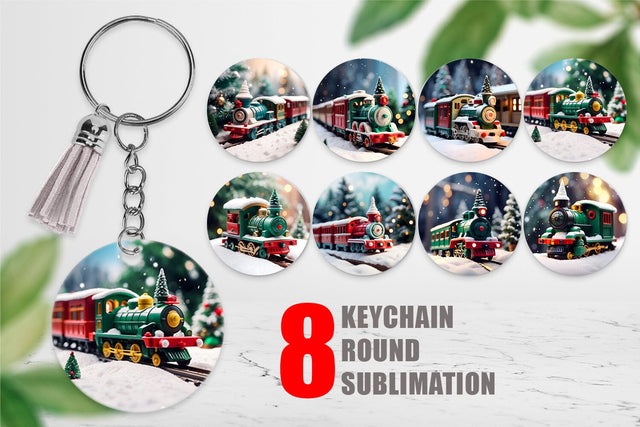 Keychain Train Christmas Sublimation artnoy 
