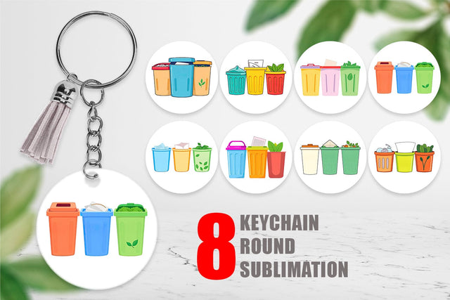 Keychain Trash Sorting Bins Sublimation artnoy 