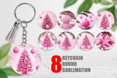 Keychain Tree Christmas Pink Sublimation artnoy 