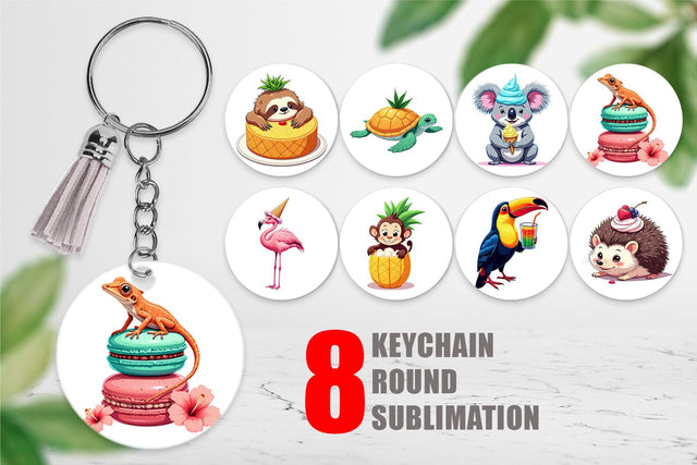 Keychain Tropical Dessert Animals Sublimation artnoy 