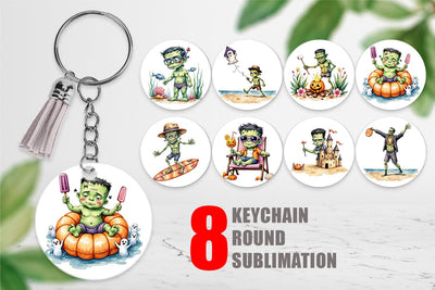 Keychain Tropical Frankenstein Sublimation artnoy 