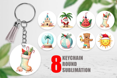 Keychain Tropical July Christmas Sublimation artnoy 