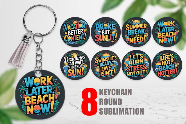 Keychain Tropical Summer Sublimation artnoy 