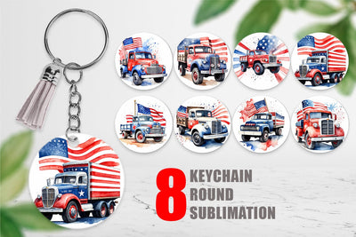 Keychain Truck 4th of July Sublimation artnoy 